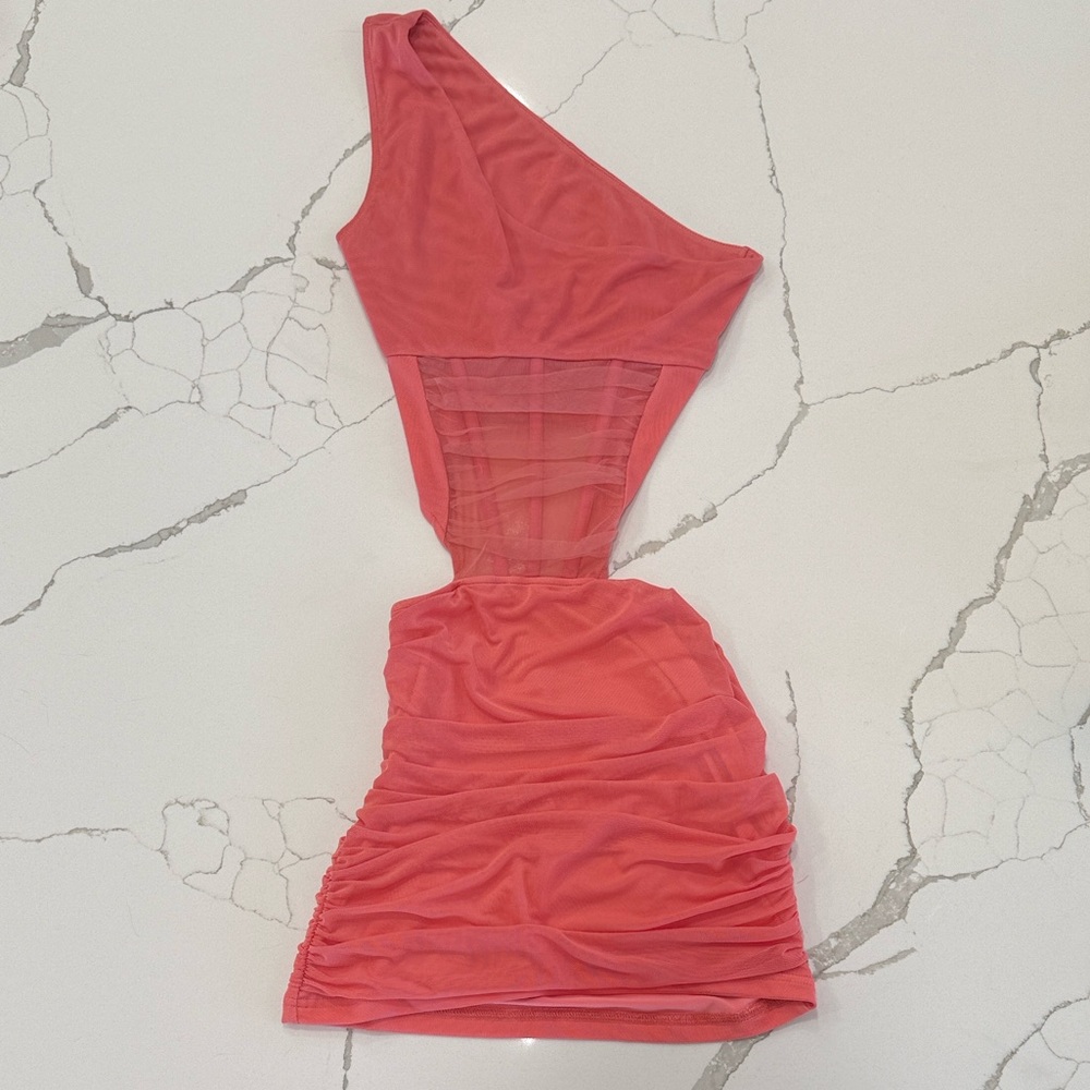 Outcast One-Shoulder Coral Dress